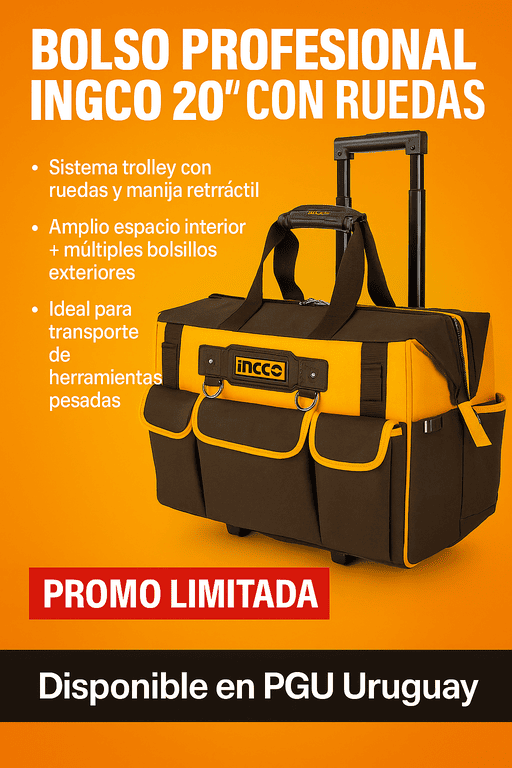 Bolso valija  rigida 20" porta herramientas 19 bolsillos ingco