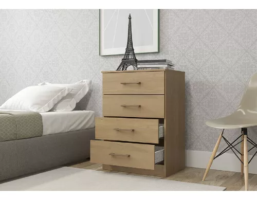 Juego De 2 Cómodas Cajoneras Zapatera 4 Cajones Dormitorio