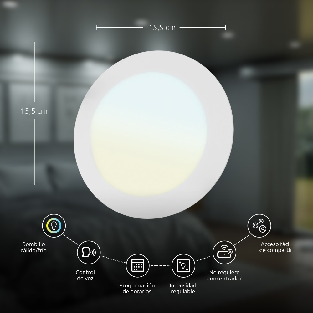 Panel LED Slim Inteligente Wi-Fi Nexxt Solutions – Luz Cálida/Fría Regulable: imagen 3