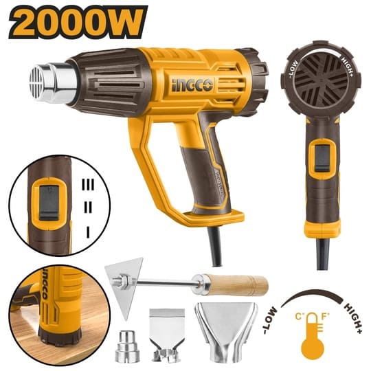 Pistola De Calor 2000w C Set De Boquillas Hg200047 Ingco