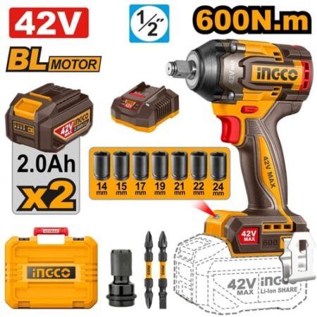 Llave de impacto Batería 42V Cargador + Accesorios